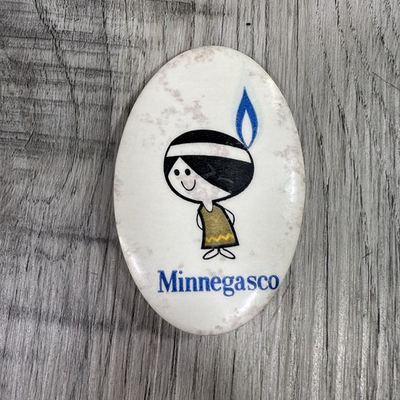 #ad Vintage Minnegasco Indian Pinback Button Blue Gas Flame Minneapolis Minnesota $10.99