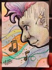 ACEO Original Signed Goblin Elf Cool Punk Magic Mohawk Sing Notes Pop Music Gold — photo 1