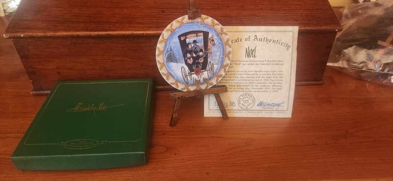P. Buckley Moss Noel 1991 Christmas Ornament With Box And COA.