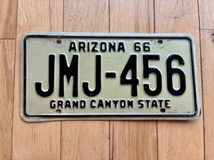 1966 Arizona License Plate - NOT MVD Clear