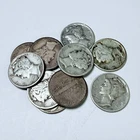 LOT OF 10 MERCURY 90% SILVER DIMES ALL 1945 #6282