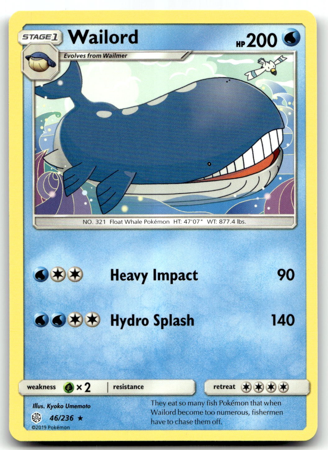 Wailord 46/236 SM - Cosmic Eclipse Rare Unlimited Pokemon TCG NM