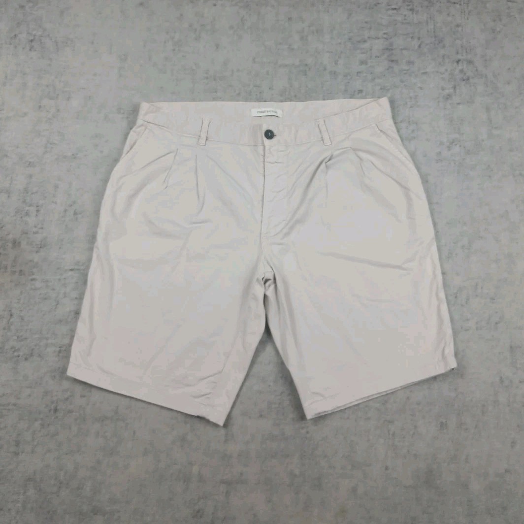 Pierre Balmain Bermuda Chino Uomo beige cotone twill 48 vita 98cm tasche zip