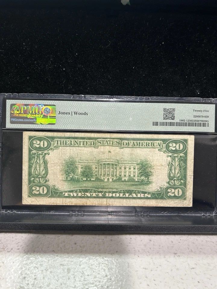 SASA 1929 First National Bank $20 Neodesha Kansas Pmg Vf25 Serial Number 90 - Image 2 of 2