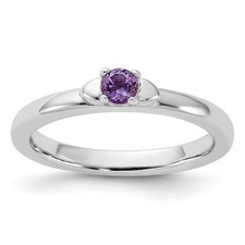 925 Sterling Silver Stackable Expressions Amethyst Ring Size 5