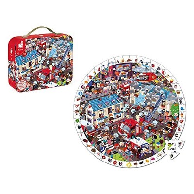 Janod Extreme Firemen Puzzle 208 Pieces Suitcase Handle Age 6+ J02793