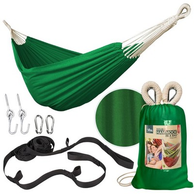 Bliss Hammocks Double Hammock with Rope Loops and Tree Straps, 265 lb, Green