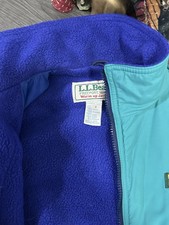 Vintage 90s LL Bean Warm-up Jacket Mens Medium Fleece Lined Teal Blue Made USA