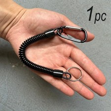 Elastic Spiral Coil Keychain Retractable Lanyard Carabiner Strap