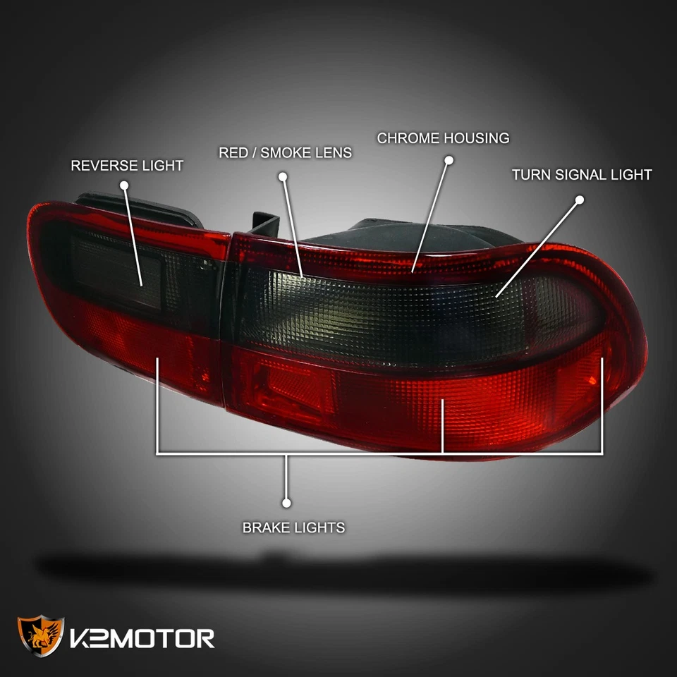Red/Smoke Fits 1992-1995 Honda Civic 2/4Dr Coupe Sedan Tail Lights Brake Lamps - Image 3 of 4