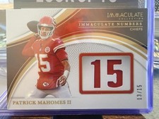2025 Panini Immaculate Numbers Memorabilia Patrick Mahomes II #INM-PMS /15 (MEM)