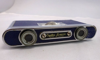VINTAGE COMPACT BINOCULARS CRYSTAR LENS OPERA GLASSES 2.5X MAGNIFICATION BLUE