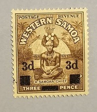 Western Samoa 1940 3d Stamp Three Pence