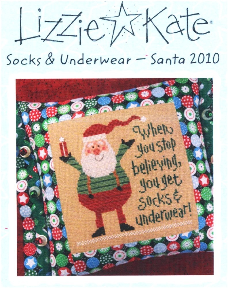 Lizzie Kate SOCKS & UNDERWEAR - SANTA 2010 Cross Stitch Leaflet Only ~ Christmas