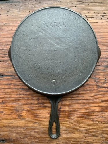 Early Wapak #7 Cast Iron Skillet, Erie & Wagner Ghost Marks, Restored