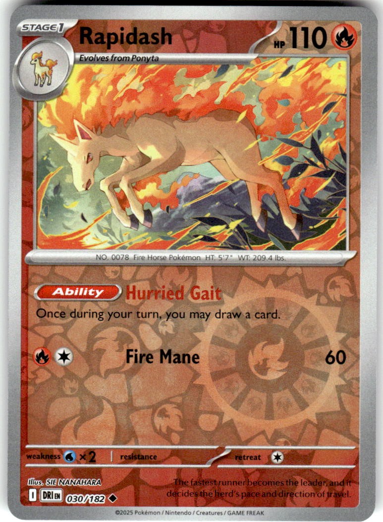 Rapidash 030/182 Uncommon Destined Rivals Pokemon Reverse Holo NM/M