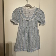 Vintage Sears Perma-Prest Floral Lace Dress Girls 6x Cute Prairie Cottagecore