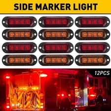4-12PCS Amber/Red LED Side Marker Clearance Lights Waterproof Trailer Truck RV