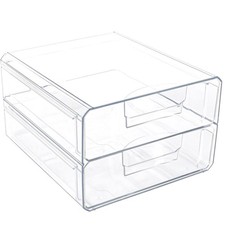 Clear Stackable Storage DrawersAcrylic Makeup Drawer Organizer with 2 Drawers...