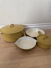 6 Piece Descoware Made In Belgium Yellow Cast Iron Enamel