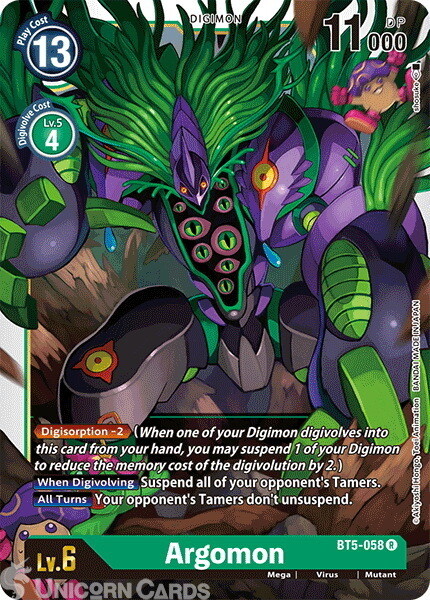BT5-058 Argomon Rare Mint Digimon Card