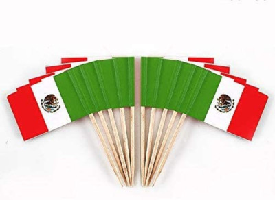 JAVD CYPS 100 Pcs Mexico Flag Mexican Toothpick Flags Small Mini Stick Cupcak...