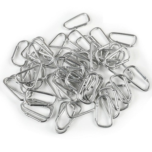 Paquete de 50/100 mosquetón de aluminio gancho llave hebilla forma de D clip de resorte a presión - Imagen 15 de 15