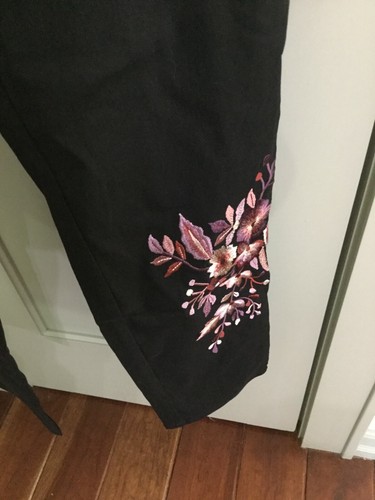 Style & Co Low Rise Skinny Stretch Ankle Pant Purple Burgundy Embroidered L NWT - Picture 2 of 7