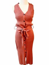 Hippie Rose Sweater Dress Knitted Button Down Dusty Orange Women’s M