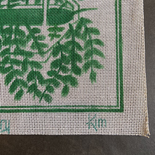 Lona con aguja pintada a mano Kim patio costura planta follaje verde - Imagen 4 de 8