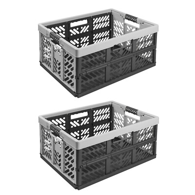 2x Klappbox Ben Aufbewahrungsbox Kunststoff SoftTouch Griffen Keeeper 45L Silber