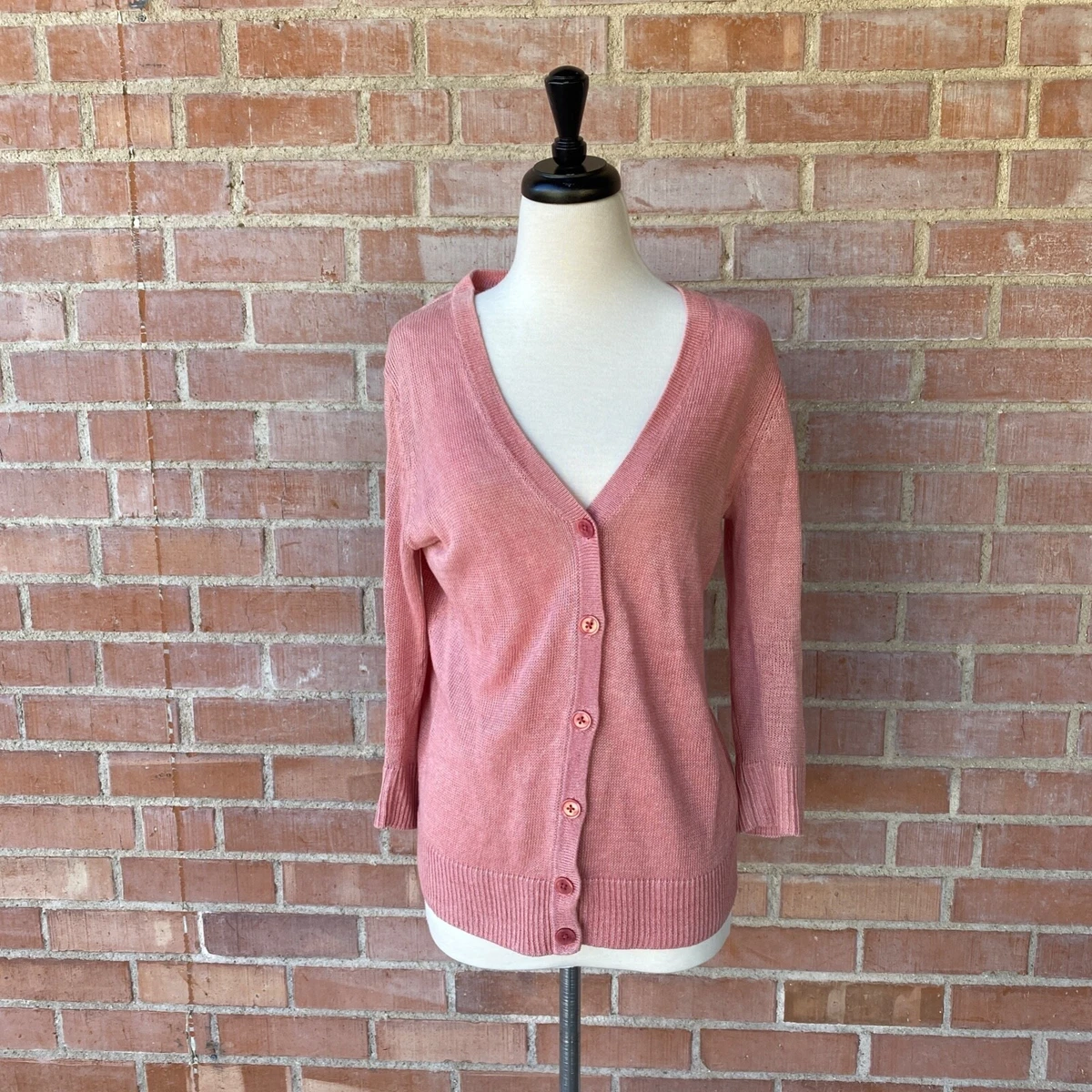 Talbots 100 linen Cardigan 3 4 sleeve V neck Lightweight Size Small Petite