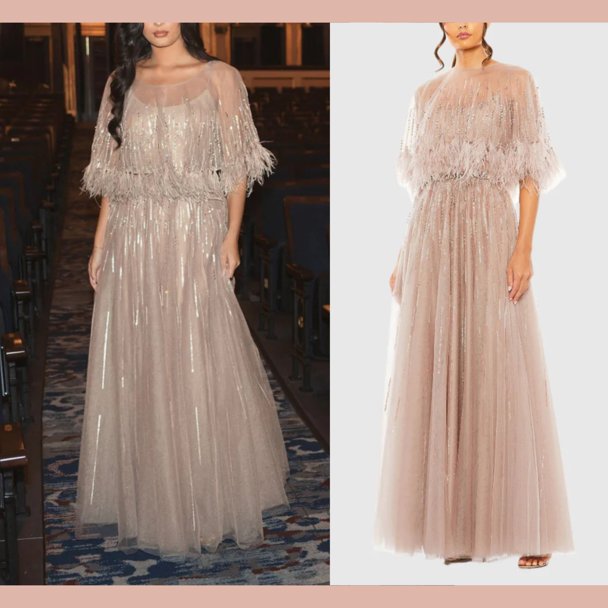 NWT MAC DUGGAL [ 6 ] 42098 Embellished A Line Dress w/ Feather