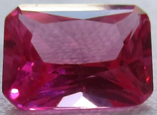1 synthetischer Stein, 8x6 mm,  Octagon, Pink Rubin, Princess-, Korund, #03