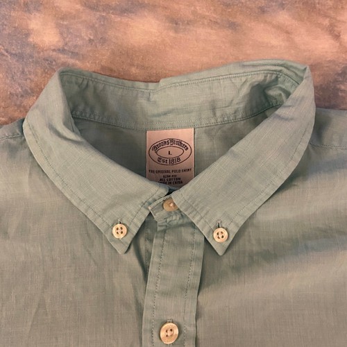 Brooks Brothers Original Polo Sz L (17-35) Aqua Blue Slim Fit Men's Shirt - Picture 2 of 5