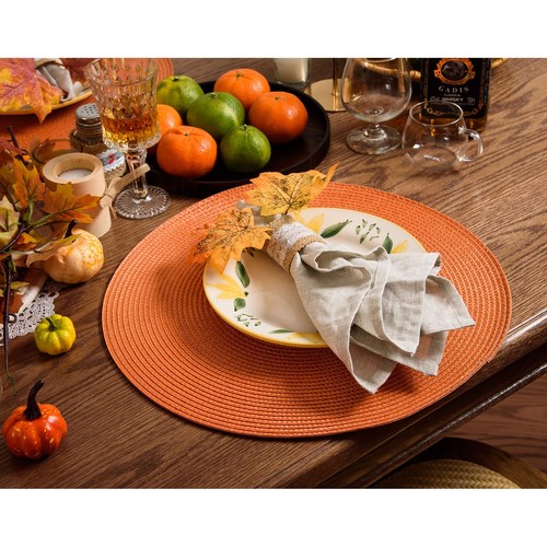 Round Braided Placemats 15 Inch Round Table Mats for Dining Tables Natural Wo... - Picture 5 of 6