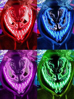 4 Pack Halloween Mask Light Up Led Scary Masks for Purge Costume Party Cosplay