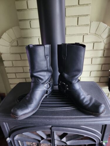 Durango Men Size 8.5 Black Leather Harness Pull On Motorcycle Boot  - Picture 1 of 13