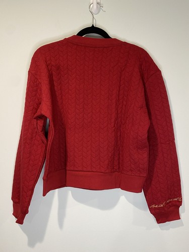 NEW Laila Ali Sweatshirt Women Large Burgundy Soft Textured Cotton Travel Lounge - Picture 2 of 7