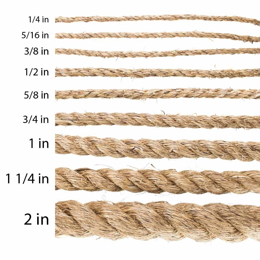 Golberg 3 Strand Natural Fiber Tan Manila Rope Available in Many Sizes &  Lengths