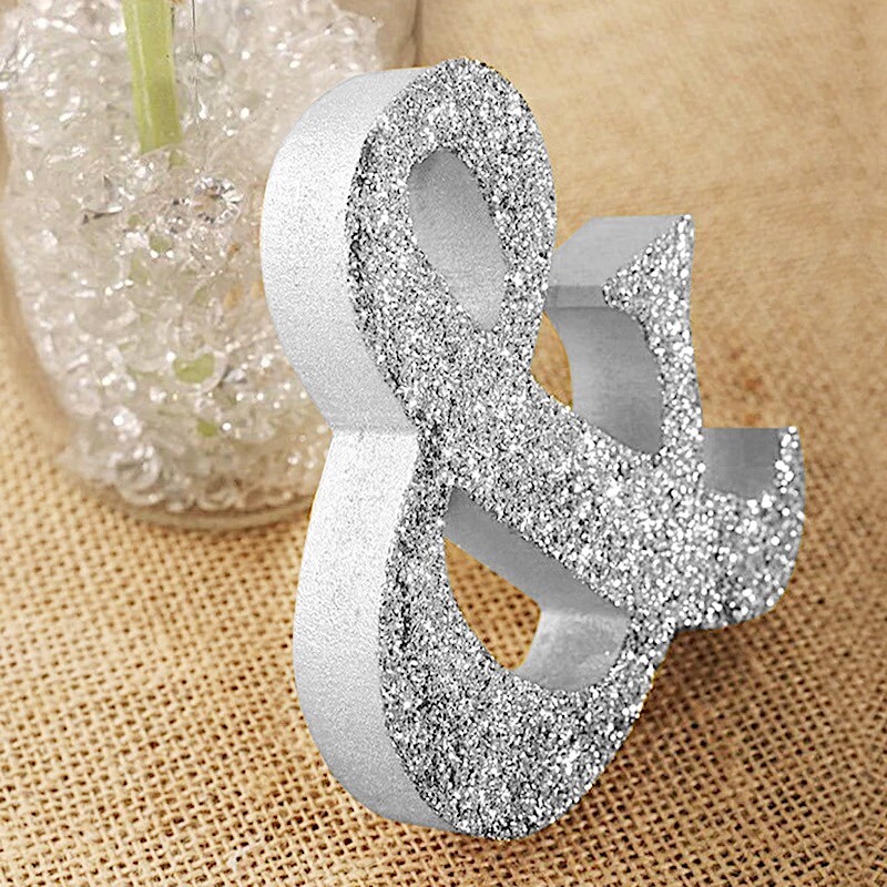 SILVER Glittered Wooden Mr & Mrs Freestanding Wedding Table DISPLAY SIGNS Party