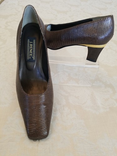 J Renee 8.5M Bronze Beam Lizard Print Shoes W/Gold Accent - Picture 4 of 9