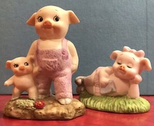 Mama  Daddy Pig/Piggy with Baby Pig Figurines Vintage