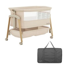 Evolur Lullaby Bedside Bassinet with Wheels, Seven Adjustable Heights, Breath...