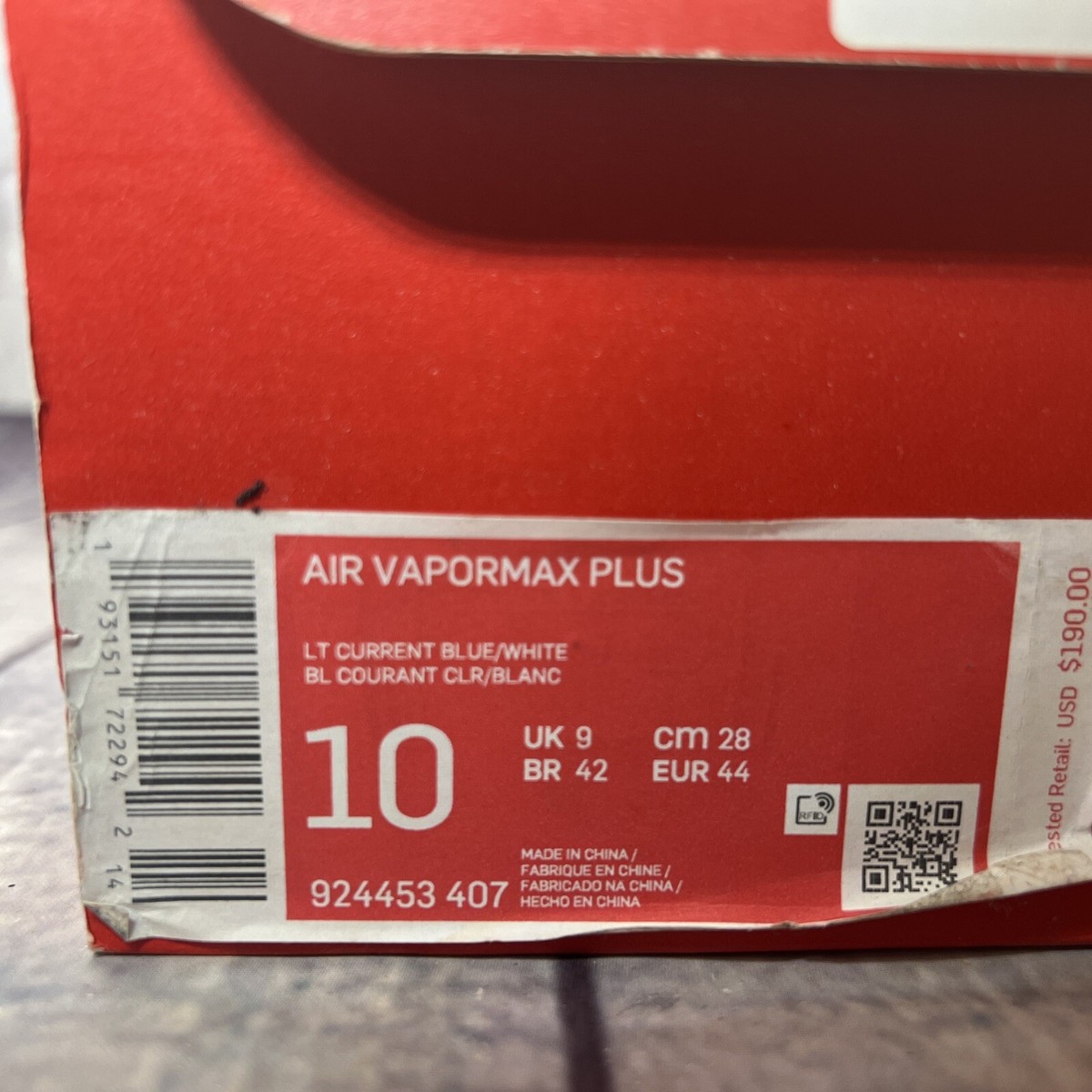 ラベル Nike Air VaporMax Plus Current Blue Black Shoes 924453 407 Men's