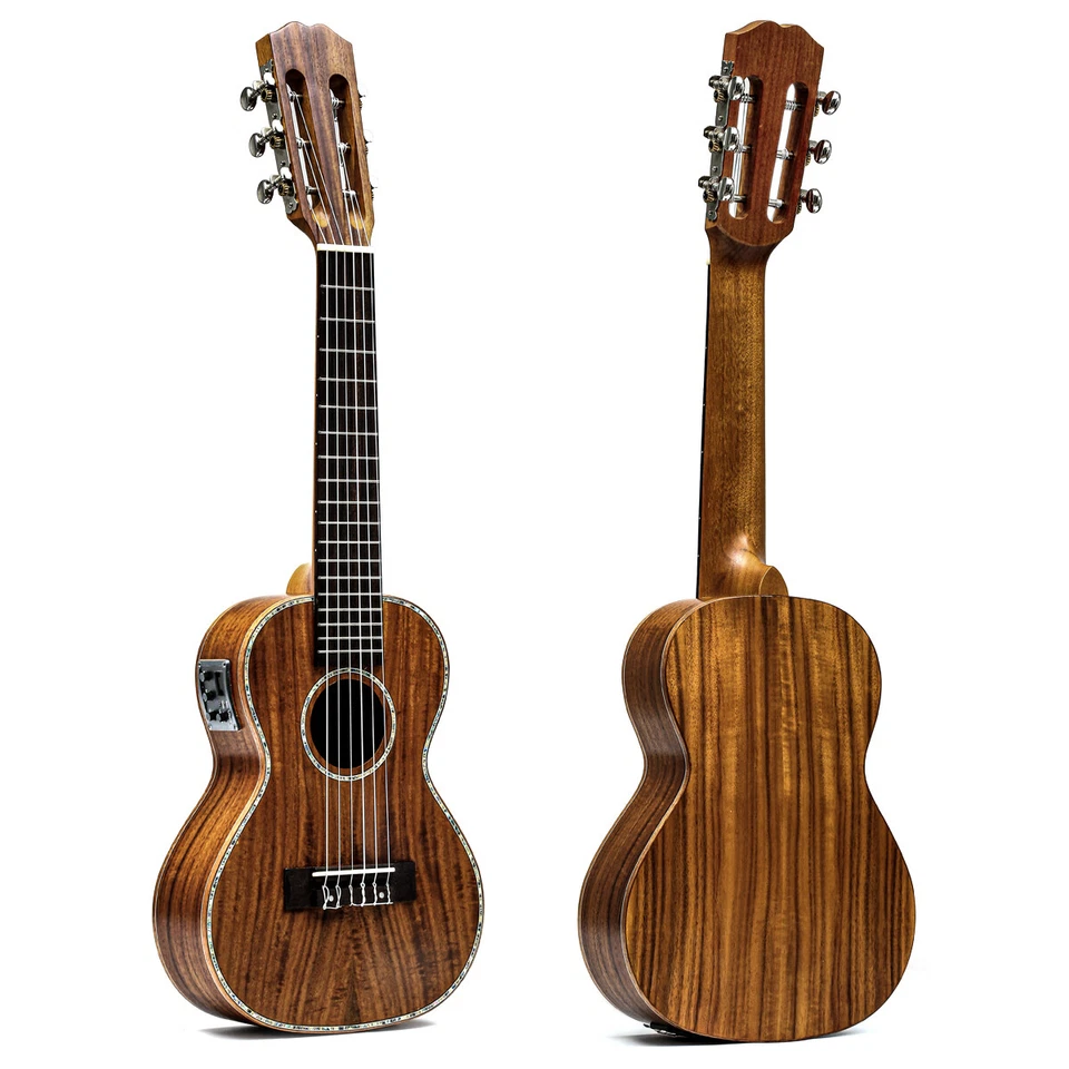 Mini guitalele acústico de concierto de 28" con ecualizador artesanal madera de acacia con bolsa de esponja Foto 2 de 4