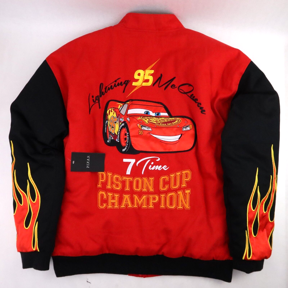 PIXAR Cars Racing Jacket Coat Large Red Lightning McQueen Embroidered Exclusive