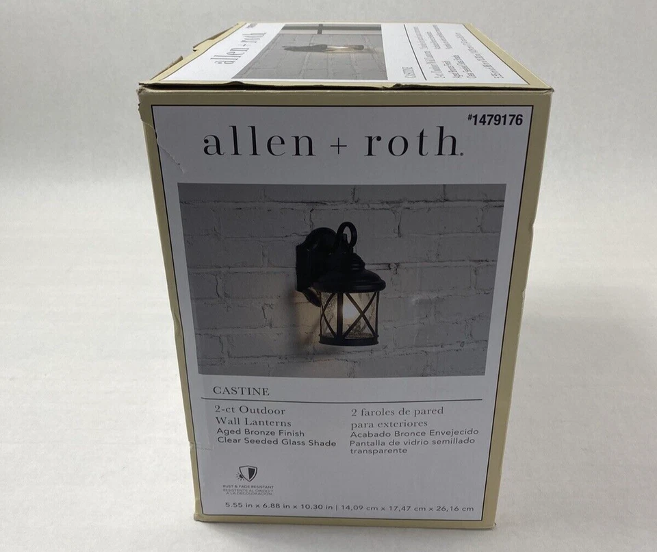 Уличные настенные фонари Allen Roth No1479176 состаренная бронзовая отделка 2 карата - Изображение 3 из 4