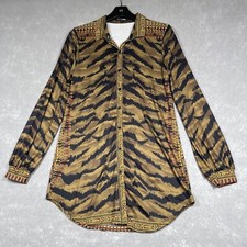 Fashion Nova Dress Womens SZ Medium Olive/Combo Wild Day Mini Dress Long Sleeve