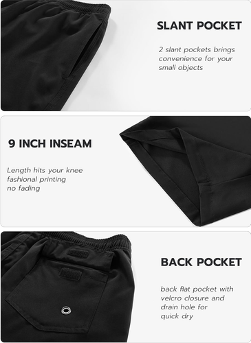 APTRO Men'S Swim Trunks 9" Quick Dry Bathing Suit Big & Tall Beach Swimsuits - Picture 4 of 6